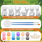 Gemscream 6 Sets Animal Painting Craft Kits Wild Animal Ceramics to Paint - Image 3