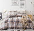 SUSYBAO Plaid Duvet Cover Queen 100% Cotton Khaki Gingham Duvet Cover Set 3 by SUSYBAO