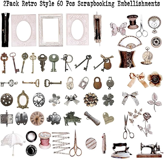 Diuhofart 2Pack Vintage Scrapbook Embellishments - Image 2