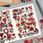 50 Pcs Vintage Red Rose Stickers - Image 7