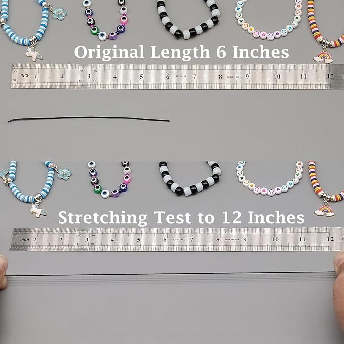 LUSTEMBER Stretchy String for Bracelets, 2 Rolls 1 mm Sturdy Elastic String - Image 4