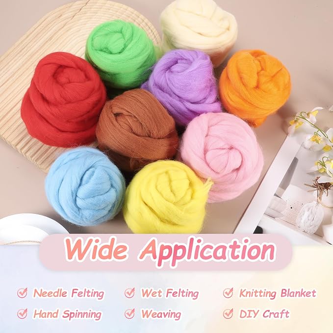 PATIKIL Wool Roving Yarn, 80G/2.82OZ Soft Felting Wool Pure Chunky Roving Yarn - Image 5