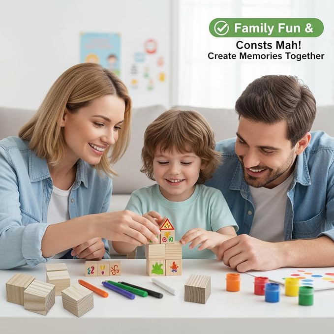 Wooden Blocks for Crafts, Unfinished Wood Cubes, 1.5 Inch Natural Wood Blocks - Image 7