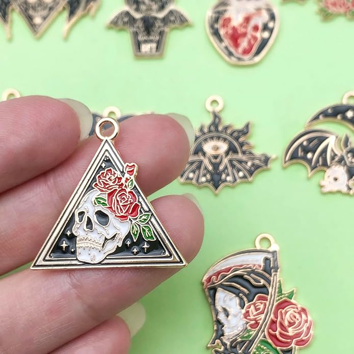Valentine's Day Heart Charms Set, Decorative Rose and Flower Designs - Image 4
