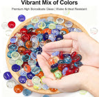 Mixed Gemstone Vase Fillers, Mixed Colour Glass Stones Flat Bottom Marble Beads - Image 7