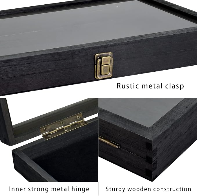 MOOCA 2 Pcs Wood Tempered Glass Top Jewelry Display Case Accessories Storage Box - Image 7