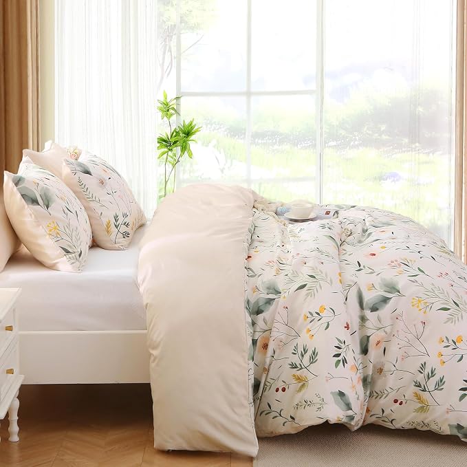 MUXHOMO Duvet Cover King Size, Reversible Floral Vintage Cover Set - Image 4