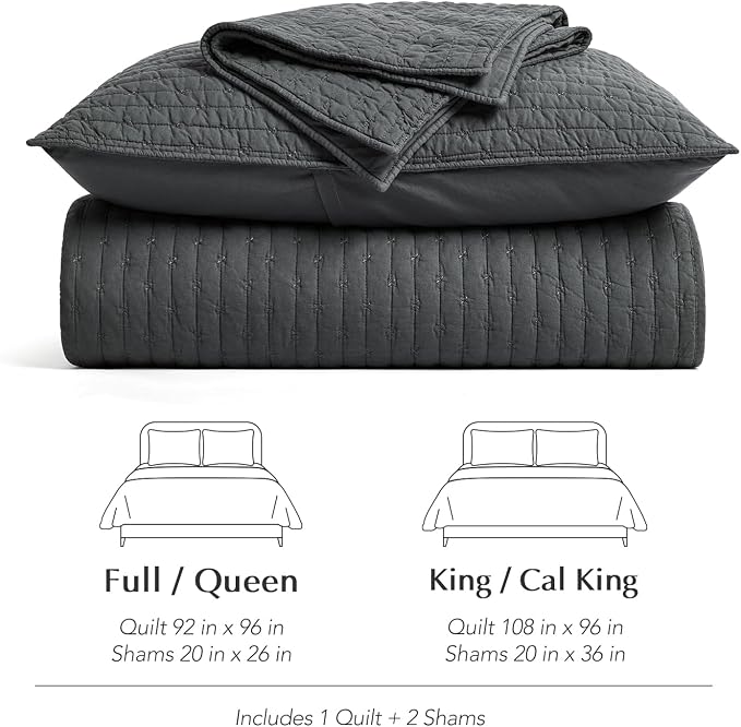 EVERGRACE Cross Stitch Pre-Washed Cotton Quilt Bedding Set Queen Size, - Image 7