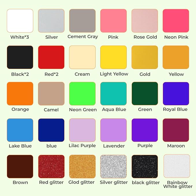 HTVRONT HTV Heat Transfer Vinyl, 35 Pack, 29 Assorted Colors | 12"x10" - Image 2