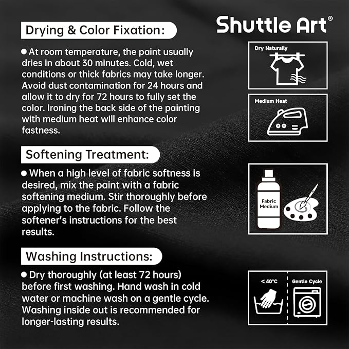 Shuttle Art Black Fabric Paint, 33.8 oz Large Bottle - Image 9
