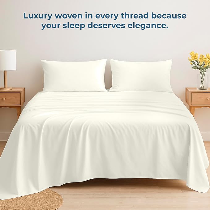 Royale Linens 100% Organic Cotton Queen Flat Sheet Only - Image 6