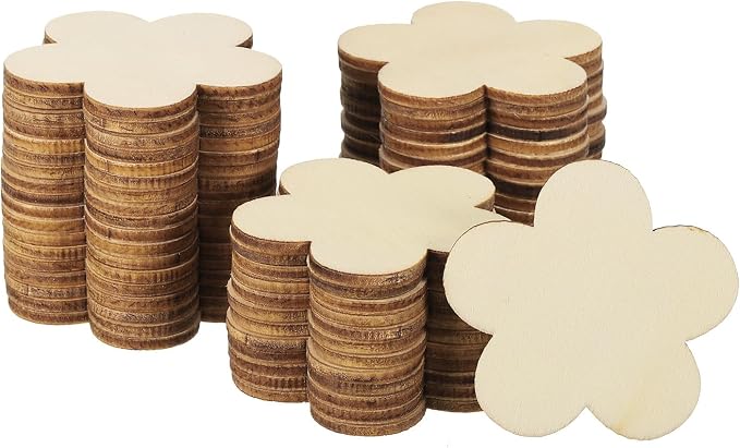 PATIKIL 50mm Wooden Flowers, 50 Pack Unfinished Wood Flowers Blank Wooden by PATIKIL