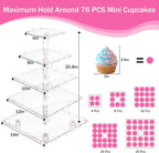 YestBuy Cupcake Stand – 5 Tier Premium Cupcake Holder – Acrylic Cupcake Tower - Image 4