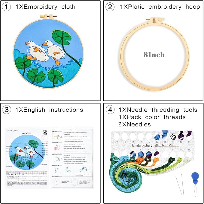 Duck Hand Embroidery Kits for Beginners Adults, Animal DIY Embroidery Starter - Image 5