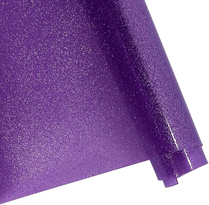 ONEART | Light Purple Transparent Glitter Vinyl Roll, 0.7 mm Solid Clear PVC - Image 2