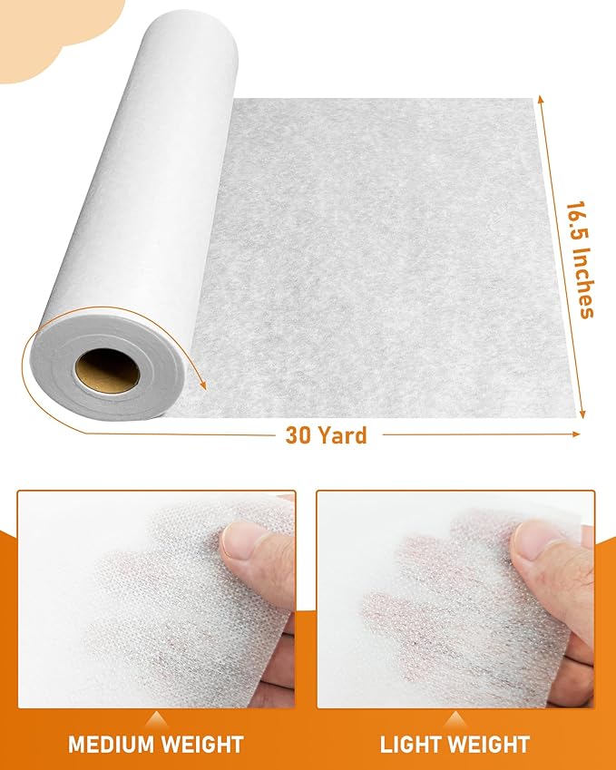 PLANTIONAL Medium Weight White Iron-On Non-Woven Fusible Interfacing: 16.5" x - Image 2