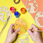 36PCS Wooden Easter Ornaments to Paint, 6 Styles DIY Blank Unfinished Wood Egg - Image 2
