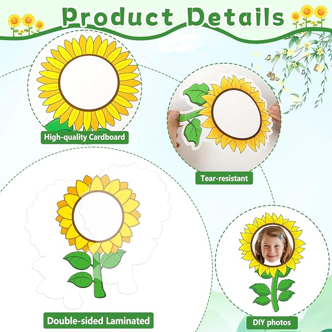 60pcs Sunflower Theme DIY Cutouts Sunflower Bulletin Board Decoration Set - Image 3