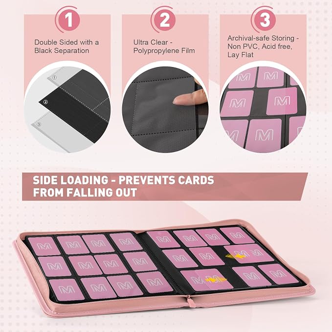 Premium Card Binder 12 Pocket for 720 Pockets Trading Card Binder, PU Zipper - Image 4