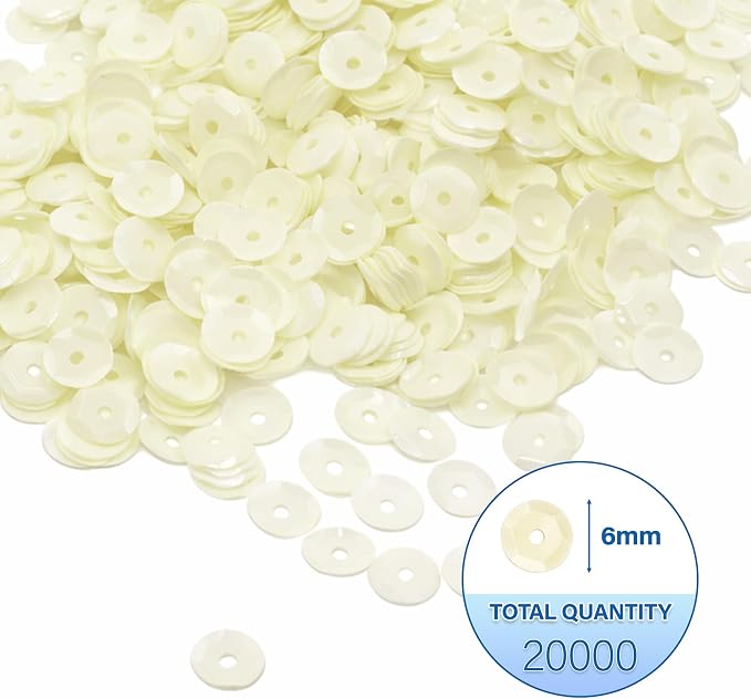 Mandala Crafts 6mm Cup Round Ivory Sequins - Image 3