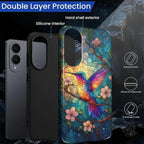for Samsung Galaxy S25 Edge Case, Stained Glass Hummingbird Pattern Glossy 2 in - Image 3