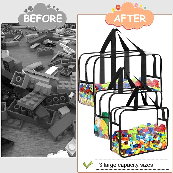 6 Packs Toy Storage Bags with Labels, Reusable Clear PVC Board Game Storage - Image 5