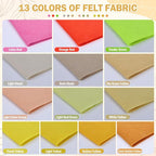 XSEINO 13 Rolls 8"x35" 1.4mm Thick Soft Felt Fabric Sheet 13 Assorted Yellow - Image 2