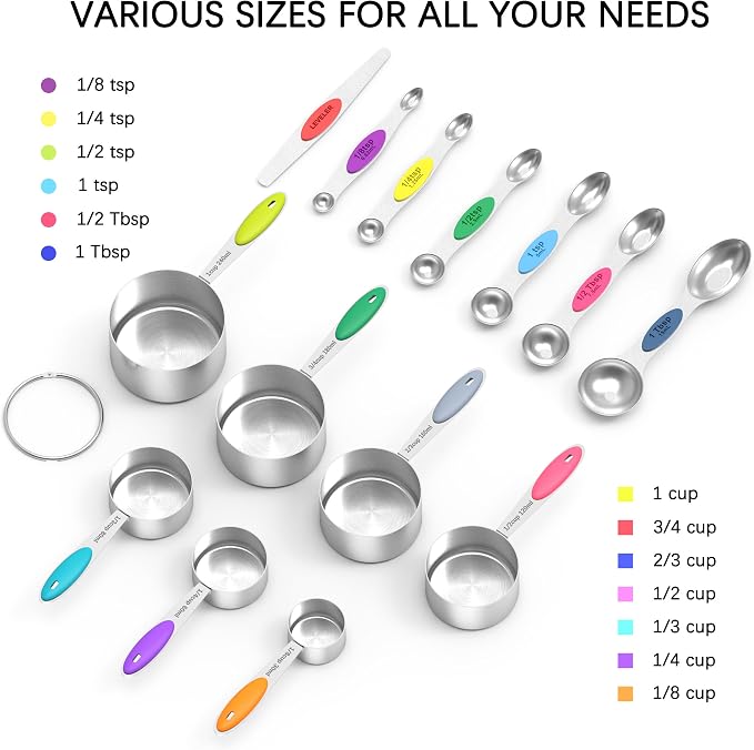 TILUCK measuring cups and magnetic measuring spoons set, stainless steel - Image 3