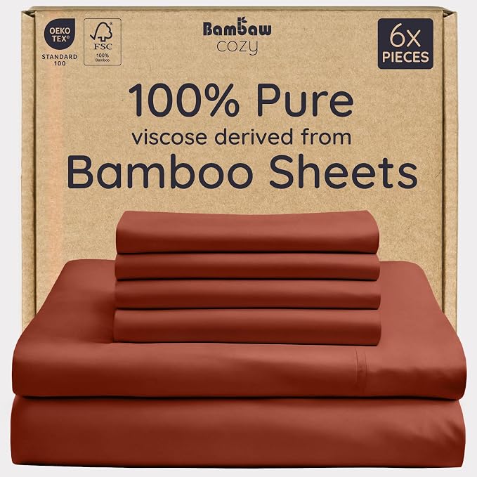 Bambaw 100% Viscose Derived from Bamboo Sheets Queen Size – 6pcs Queen Sheet by Bambaw