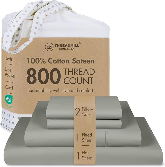 Threadmill Luxury 800 Thread Count Full Size 100% Cotton Sheets by ThreadmillHomeLinen