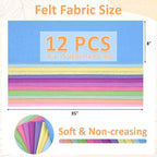 12 Rolls 8"x35" 1.4mm Thick Soft Felt Fabric Sheet 12 Assorted Macaron Series - Image 3