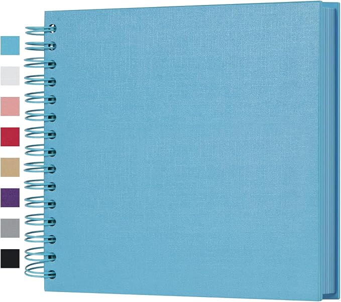 potricher 8 x 8 Inch DIY Scrapbook Photo Album 80 Pages Thick Kraft Blank Blue by potricher