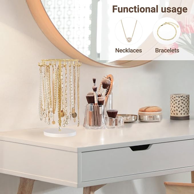 Mkono Necklace Holder Metal Jewelry Display Stand Necklace Organizer - Image 2