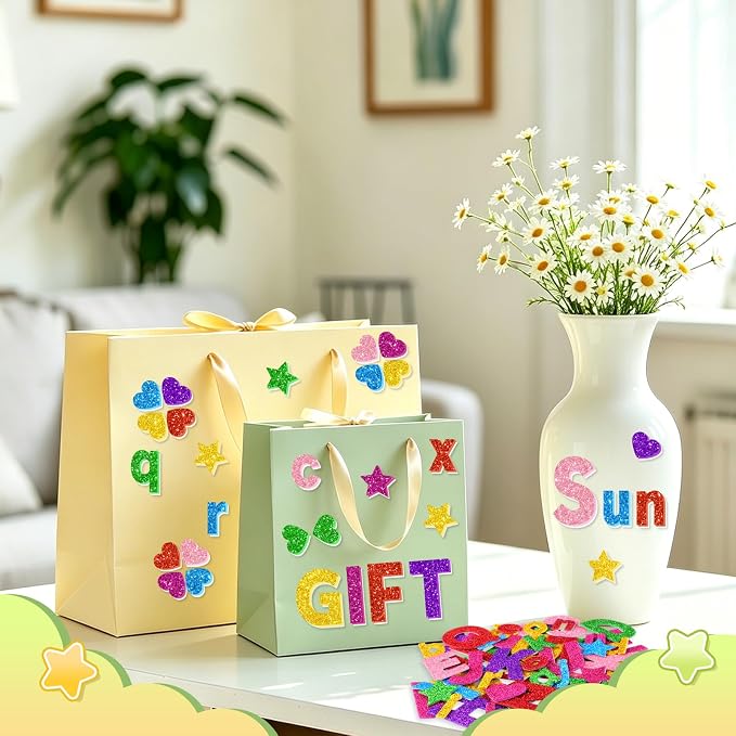 Glitter Foam Letter Stickers 469 Pcs Self-Adhesive Uppercase & Lowercase ABC - Image 4