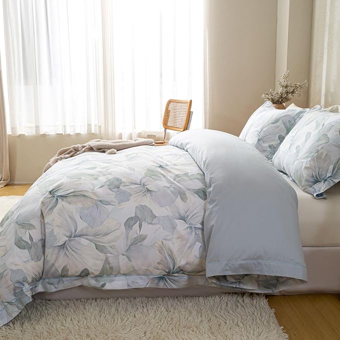 OAITE Duvet Cover Set Twin Size Floral Pattern Ultra Soft 100% Cotton Duvet - Image 5