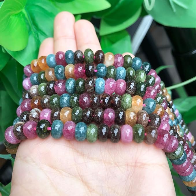 Songxi 5x8mm Dark Tourmaline Rondelle Beads, Gemstone - Image 6