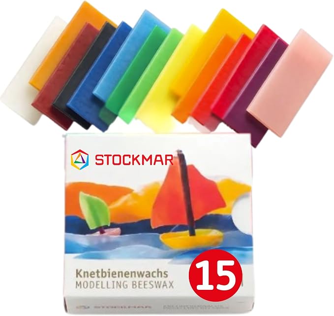 Stockmar Natural Modelling Beeswax: 15 Assorted Colors of Beeswax Sheets Safe by Stockmar