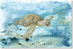Sea Turtle Bathroom Wall Decor Modern Ocean Theme Nautical Painting Watercolor by JAPOART