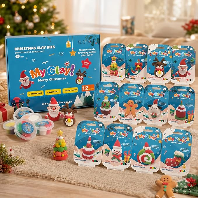 Air Dry Clay for Kids, 12 Christmas Modeling Clay DIY Model Magic Clay Kit - Image 2