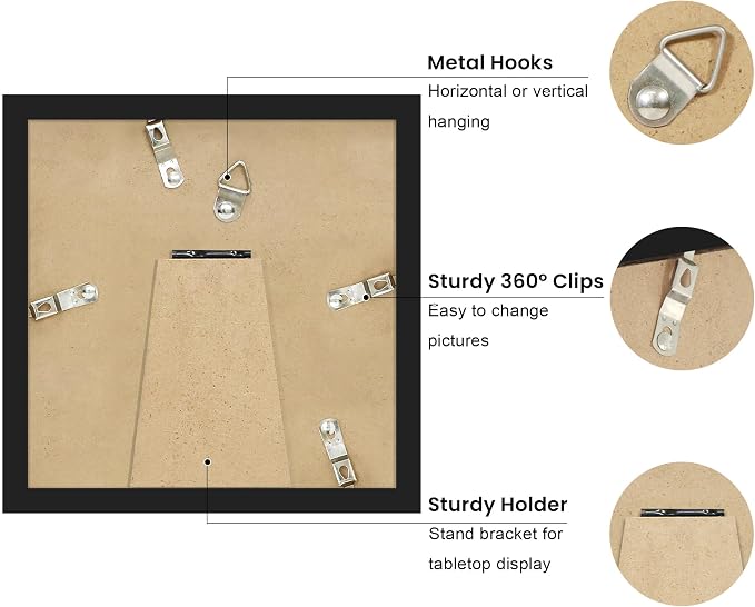 6x6 Picture Frame with Wavy Mat, Wooden Real Glass 6 x 6 Photo Frame - Image 4