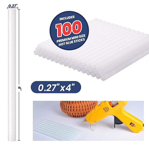 ADHES Mini Size 0.27" x 4" Hot Glue Gun Sticks 100 Pack, and Home Projects - Image 2