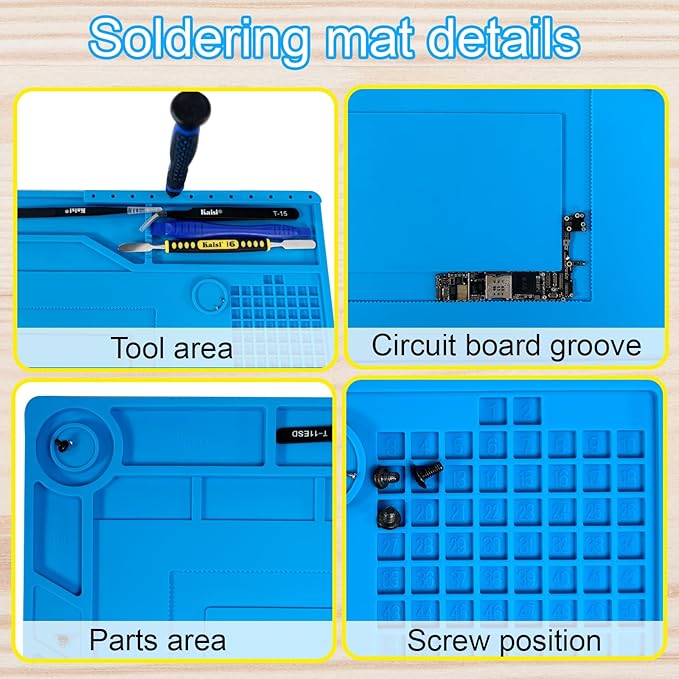 Kaisi Soldering Mat, 15.35" x 10.6" Inch Heat Resistant Silicone Work Mat - Image 5