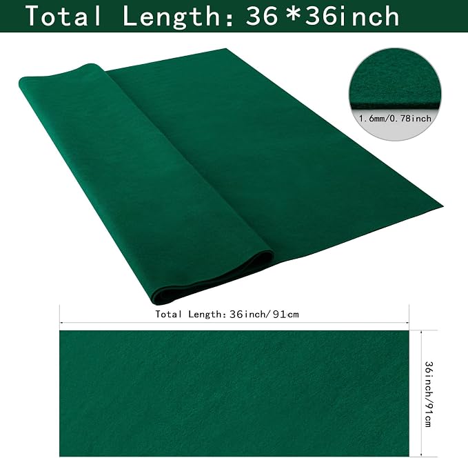 HaoFeijh Green Felt Fabric 36 * 36 Inch Wide 1.6mm, Fabric Sheets Soft Woven - Image 2
