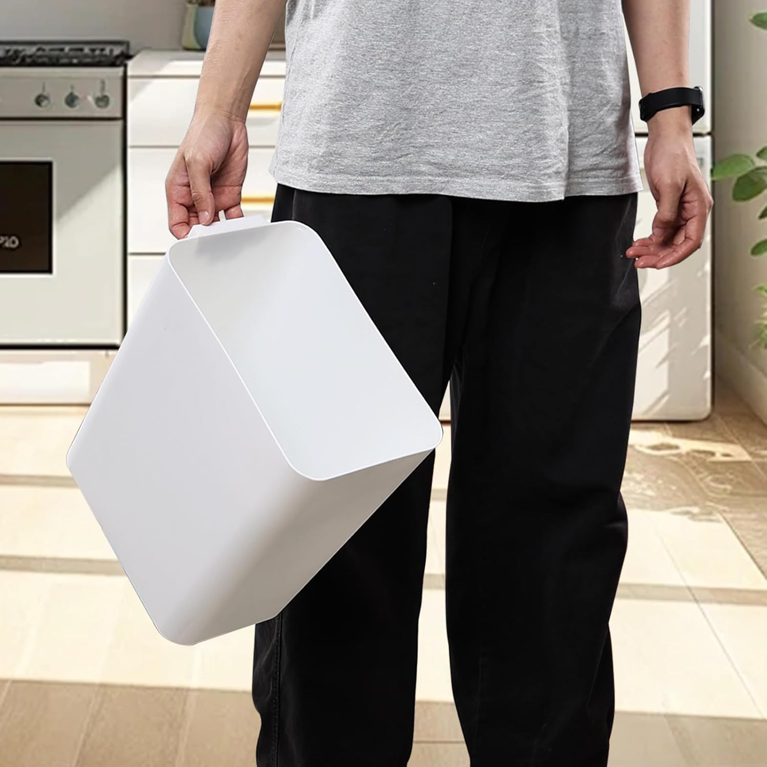 Zopnny 3-Pack 4.5 Gallon Plastic Small Trash Can Wastebasket, Slim Waste Basket for Bathroom, Bedroom, Home Office, Living Room, Kitchen (White)