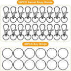 60PCS Keychain Making Kit, Including 30PCS Keychains Clips Hooks and 30PCS Key - Image 2