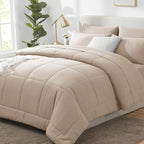 CozyLux King Size Comforter Set Wheat, 7 Pieces Bed in a Bag, Wheat Comforter by CozyLux