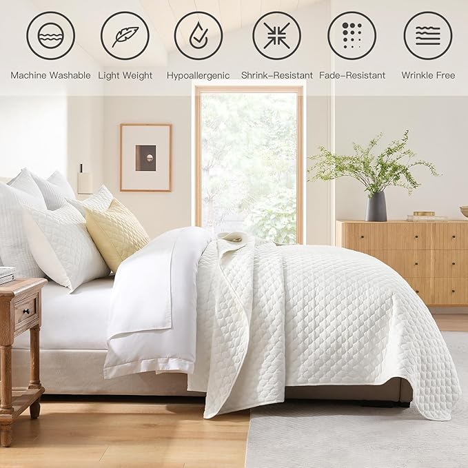 HORIMOTE HOME Cream Quilt Twin Size, Lightweight Quilt - Image 2