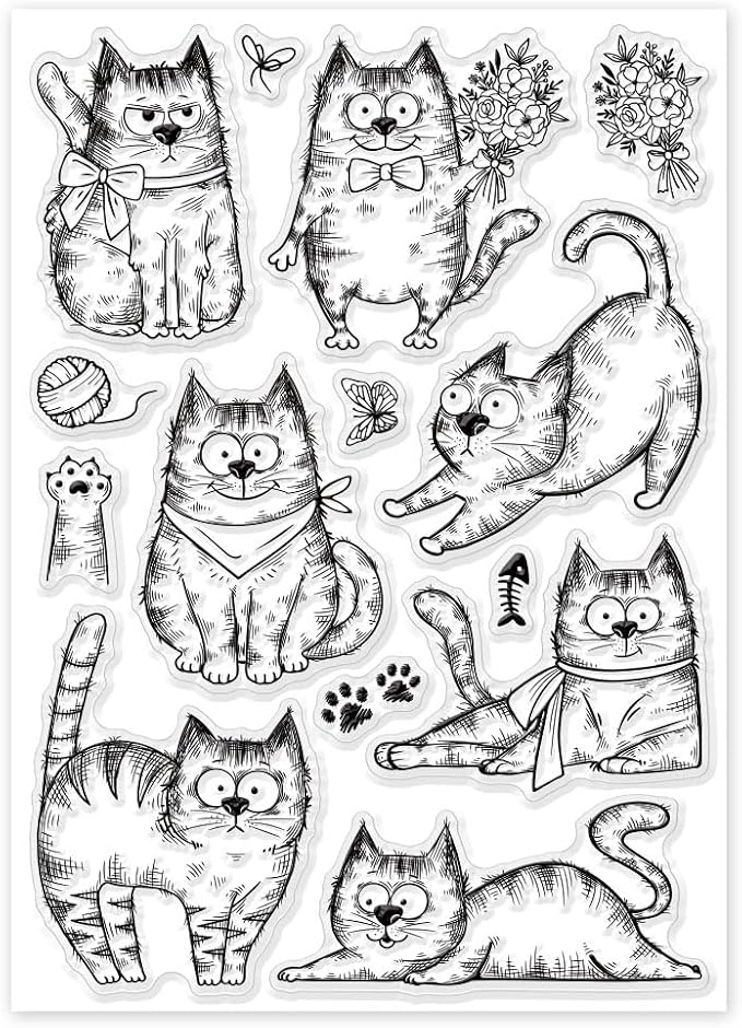 GLOBLELAND 8.3x5.8in Cartoon Flower Cat Clear Stamps - Image 8