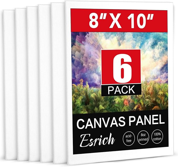 ESRICH 8x10 Canvas for Painting, 6 Pack Canvas Boards for Painting Primed Acid by ESRICH