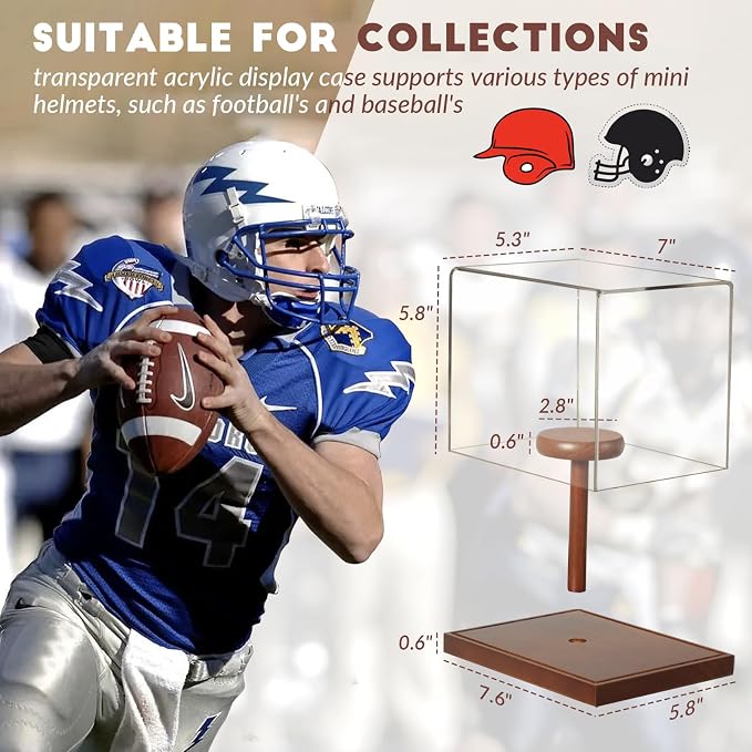 JupDec Mini Helmet Display Case, Acrylic Clear 1/2 Football Baseball Helmet - Image 3
